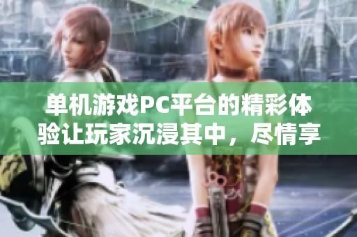 单机游戏PC平台的精彩体验让玩家沉浸其中，尽情享受乐趣与挑战