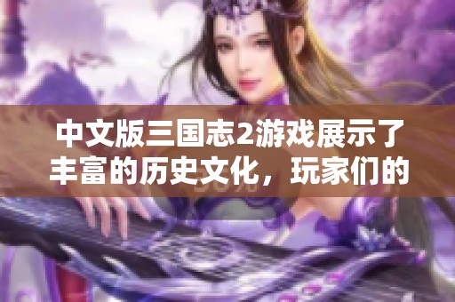 中文版三国志2游戏展示了丰富的历史文化，玩家们的体验会更加精彩
