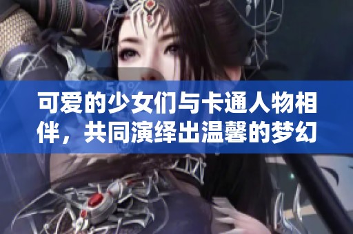 可爱的少女们与卡通人物相伴，共同演绎出温馨的梦幻世界