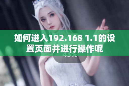 如何进入192.168 1.1的设置页面并进行操作呢