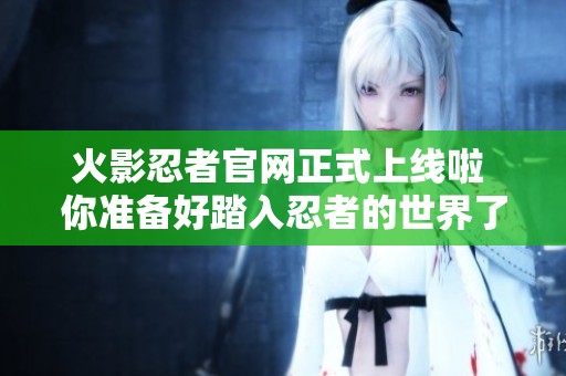 火影忍者官网正式上线啦 你准备好踏入忍者的世界了吗