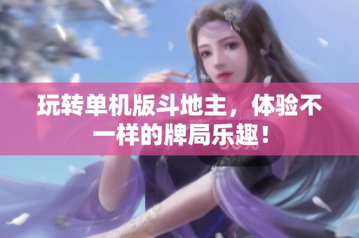 玩转单机版***，体验不一样的牌局乐趣！