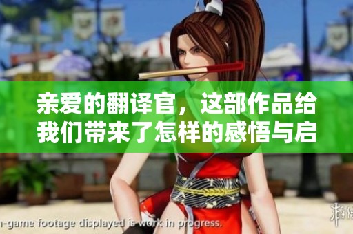 亲爱的翻译官，这部作品给我们带来了怎样的感悟与启示呢