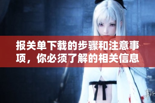 报关单下载的步骤和注意事项，你必须了解的相关信息请看这里