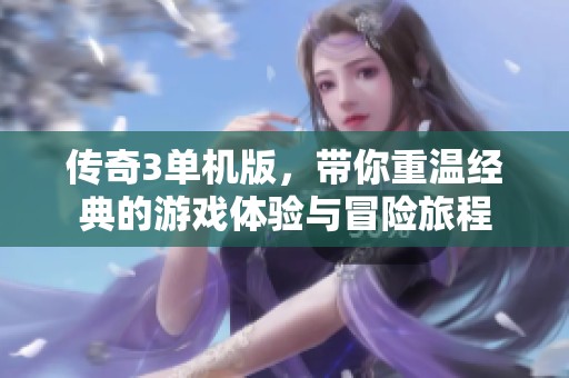 传奇3单机版，带你重温经典的游戏体验与冒险旅程