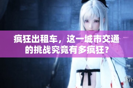 疯狂出租车，这一城市交通的挑战究竟有多疯狂？