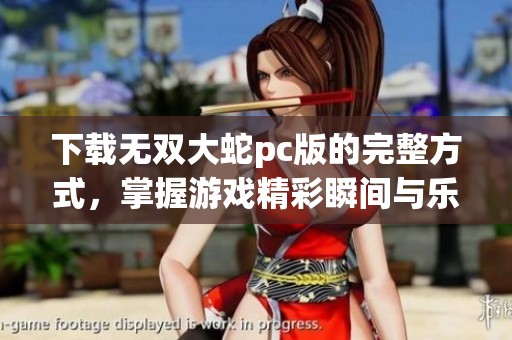 下载无双大蛇pc版的完整方式，掌握游戏精彩瞬间与乐趣