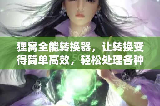 狸窝全能转换器，让转换变得简单高效，轻松处理各种格式文件