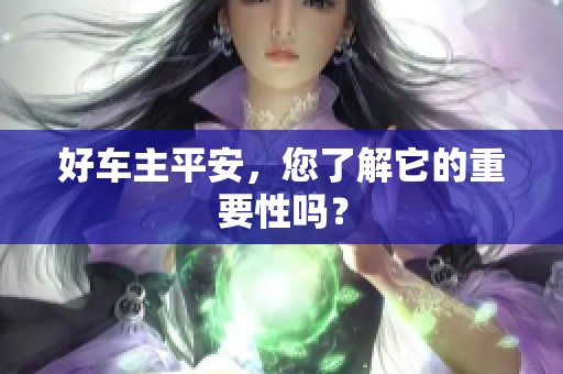 好车主平安，您了解它的重要性吗？