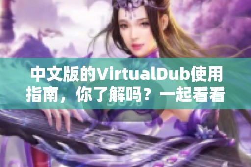 中文版的VirtualDub使用指南，你了解吗？一起看看这款软件的功能与操作吧！