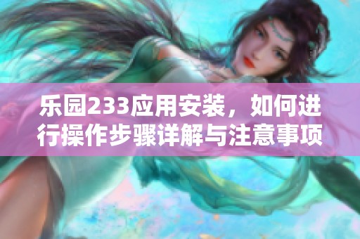 乐园233应用安装，如何进行操作步骤详解与注意事项分享