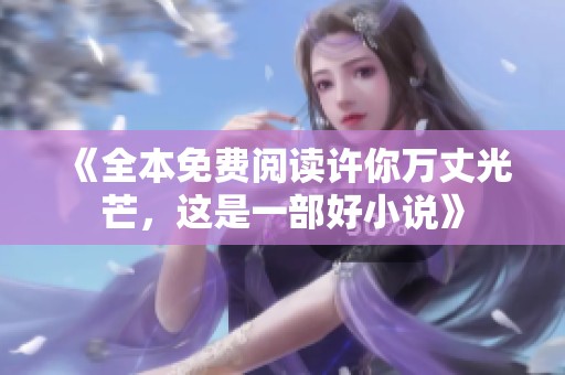 《全本免费阅读许你万丈光芒，这是一部好小说》