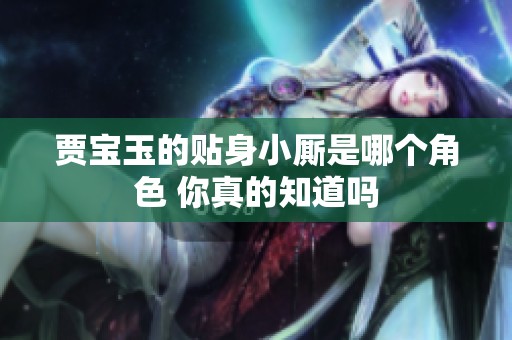 贾宝玉的贴身小厮是哪个角色 你真的知道吗