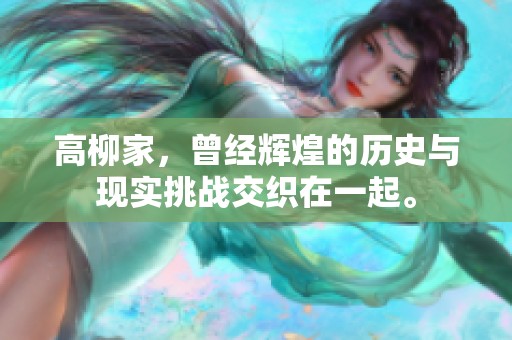高柳家，曾经辉煌的历史与现实挑战交织在一起。