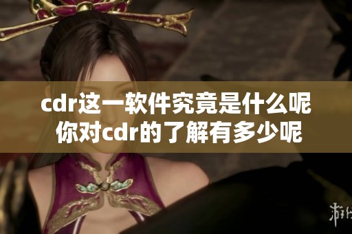 cdr这一软件究竟是什么呢 你对cdr的了解有多少呢
