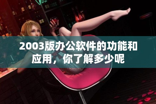 2003版办公软件的功能和应用，你了解多少呢