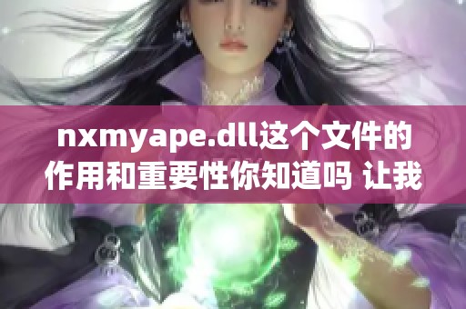 nxmyape.dll这个文件的作用和重要性你知道吗 让我们一起深入了解一下吧