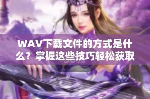 WAV下载文件的方式是什么？掌握这些技巧轻松获取音频资源！
