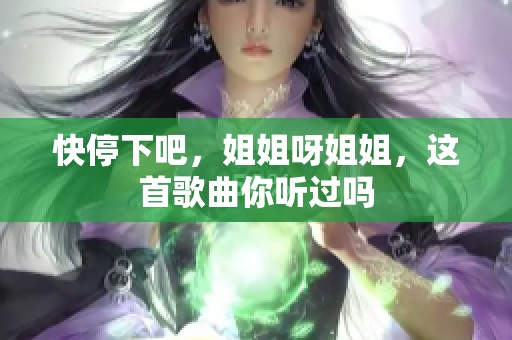 快停下吧，姐姐呀姐姐，这首歌曲你听过吗