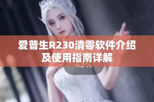 爱普生R230清零软件介绍及使用指南详解