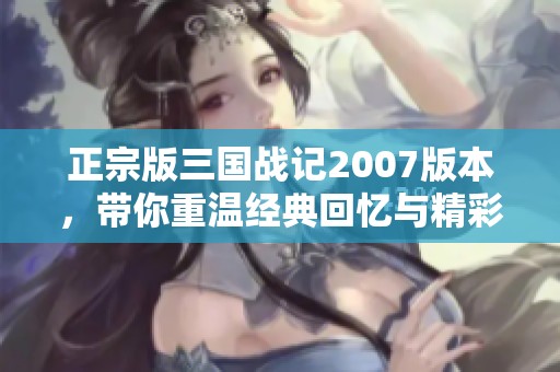 正宗版三国战记2007版本，带你重温经典回忆与精彩战斗！