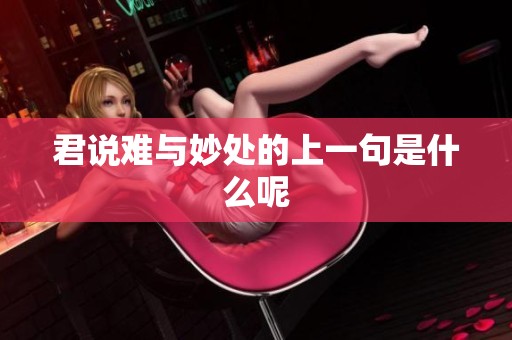 君说难与妙处的上一句是什么呢