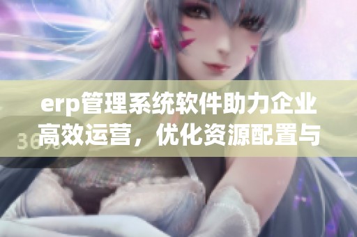 erp管理系统软件助力企业高效运营，优化资源配置与流程管理