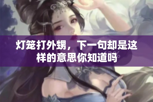 灯笼打外甥，下一句却是这样的意思你知道吗