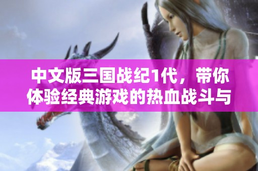 中文版三国战纪1代，带你体验经典游戏的热血战斗与策略对抗。