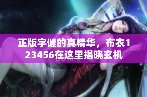 正版**的真精华，布衣123456在这里揭晓玄机