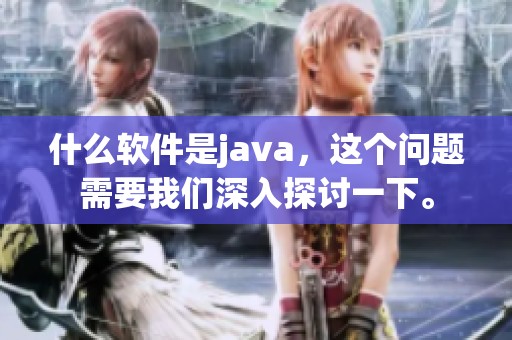 什么软件是j**a，这个问题需要我们深入探讨一下。