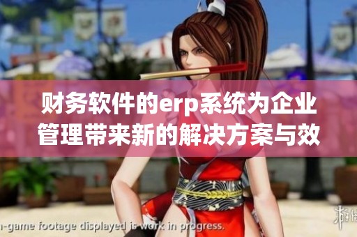 财务软件的erp系统为企业管理带来新的解决方案与效率提升
