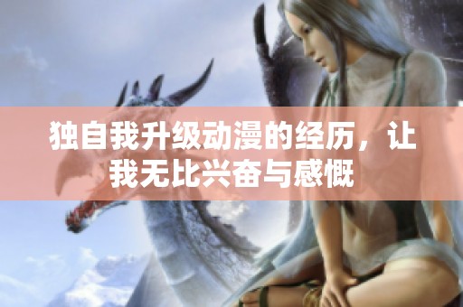 独自我升级动漫的经历，让我无比兴奋与感慨