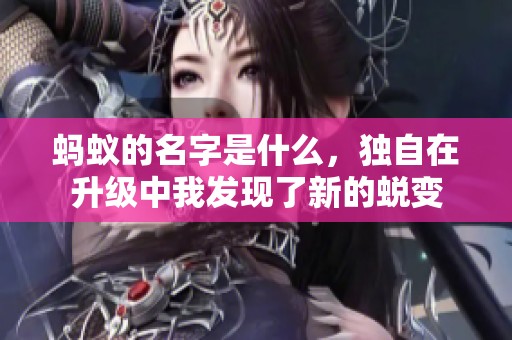 蚂蚁的名字是什么，独自在升级中我发现了新的蜕变