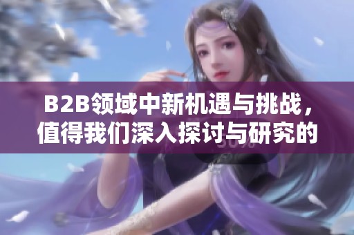 B2B领域中新机遇与挑战，值得我们深入探讨与研究的方向